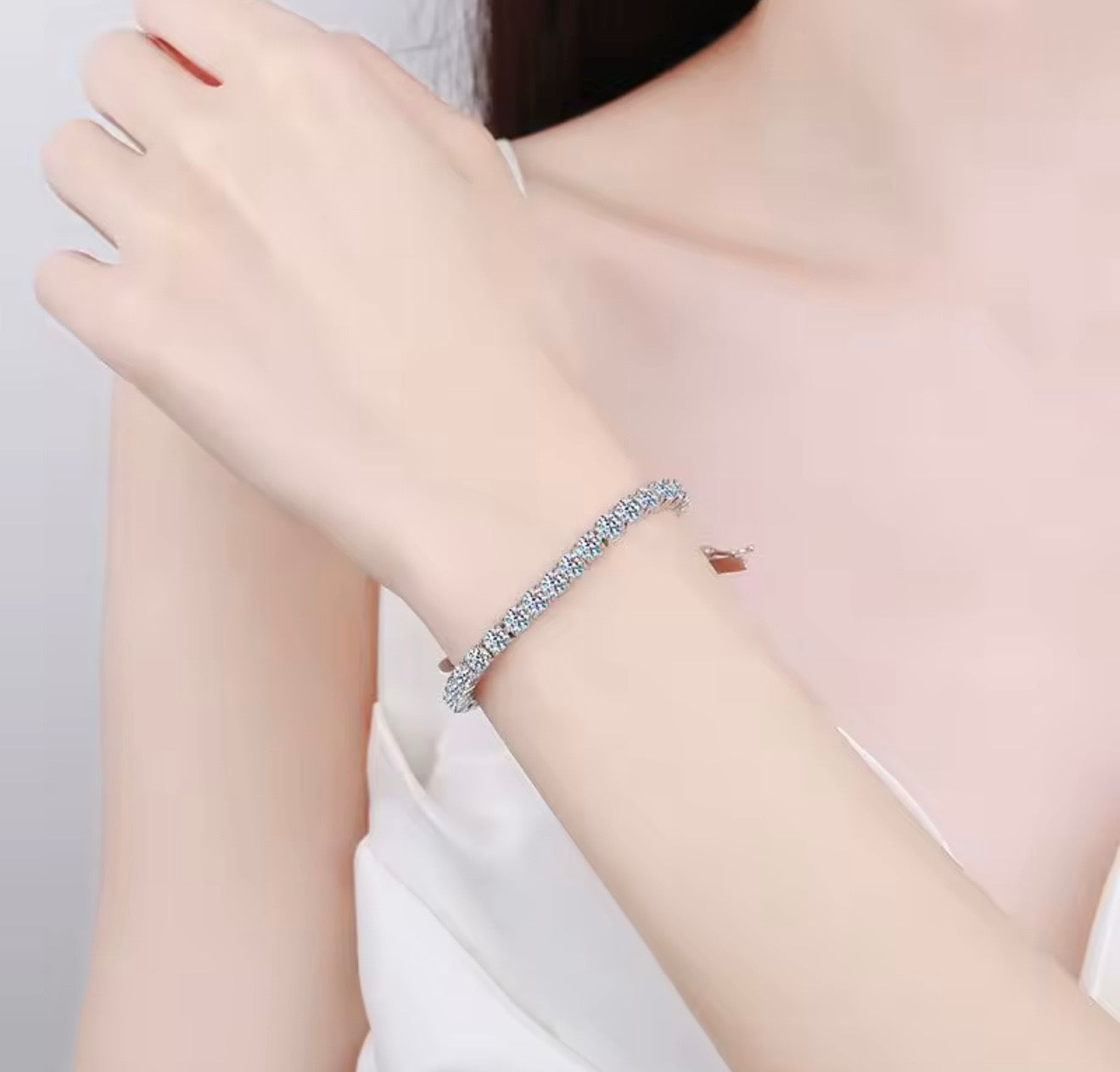 S925 Sterling Silver Moissanite Tennis Bracelet – 2–6mm