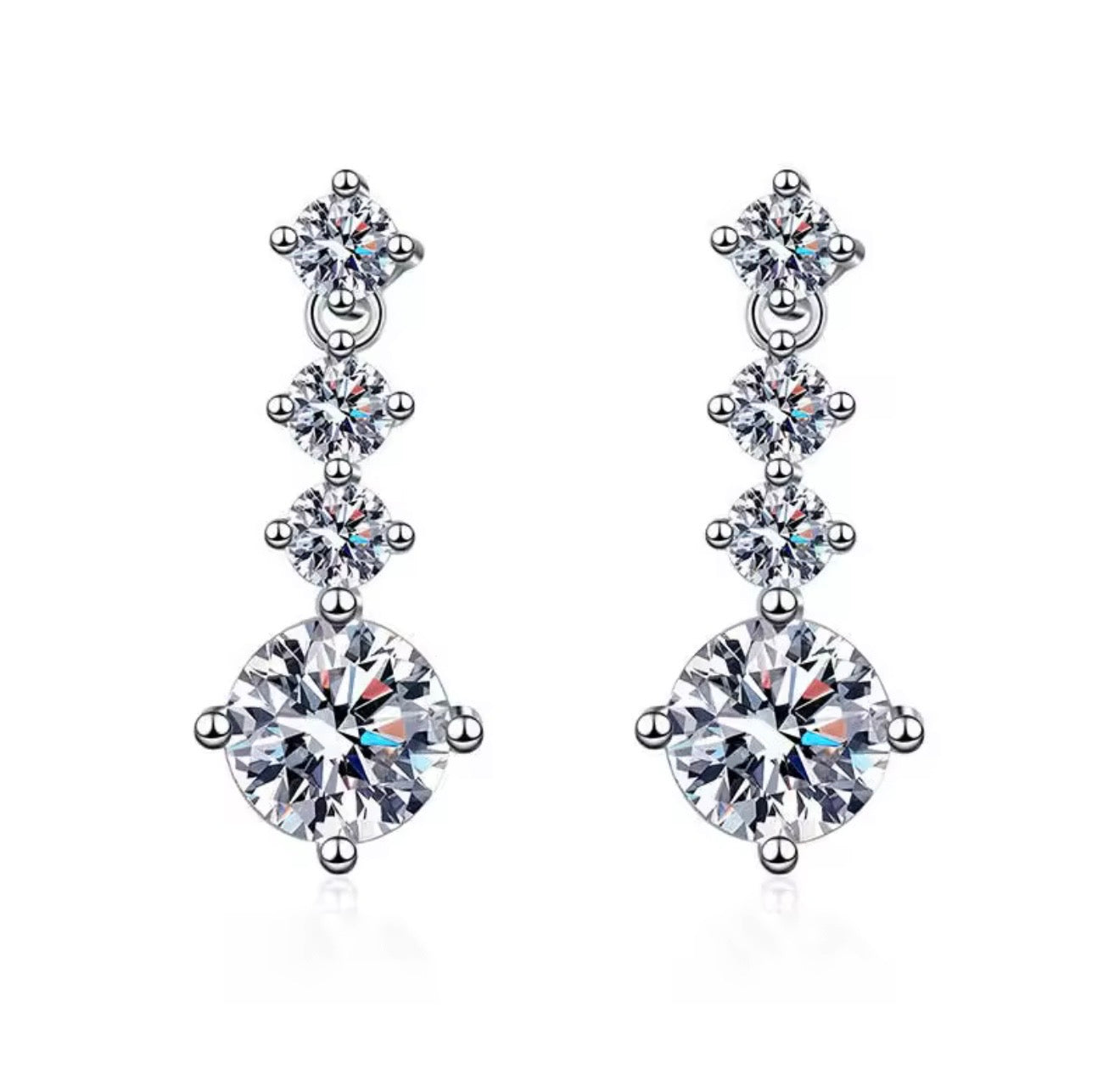 925 Sterling Silver 3.2ct Moissanite Drop Earrings