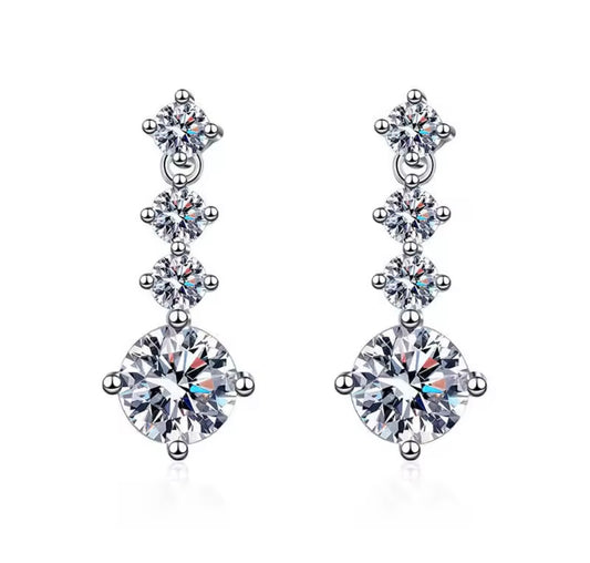 925 Sterling Silver 3.2ct Moissanite Drop Earrings