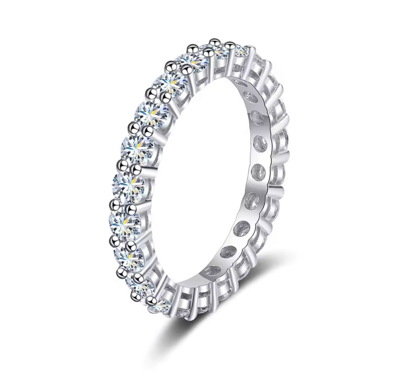 Luxury 2CT Moissanite Full Eternity Band – D Color VVS1 – 925 Sterling Silver