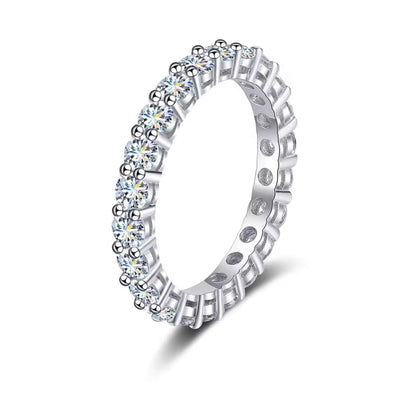 Luxury 2CT Moissanite Full Eternity Band – D Color VVS1 – 925 Sterling Silver
