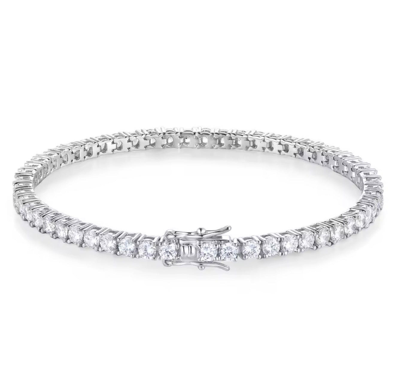 S925 Sterling Silver Moissanite Tennis Bracelet – 2–6mm
